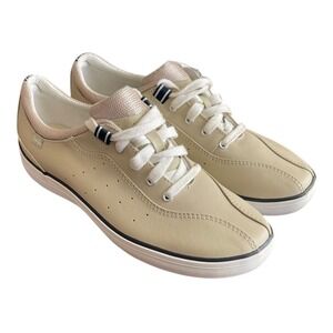 Keds Women Beige Leather Lace Up Casual Sneakers Shoes Comfort Size 8